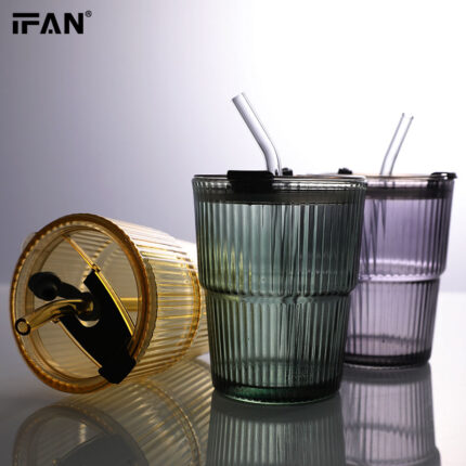 Striped Glass Coffee Cup